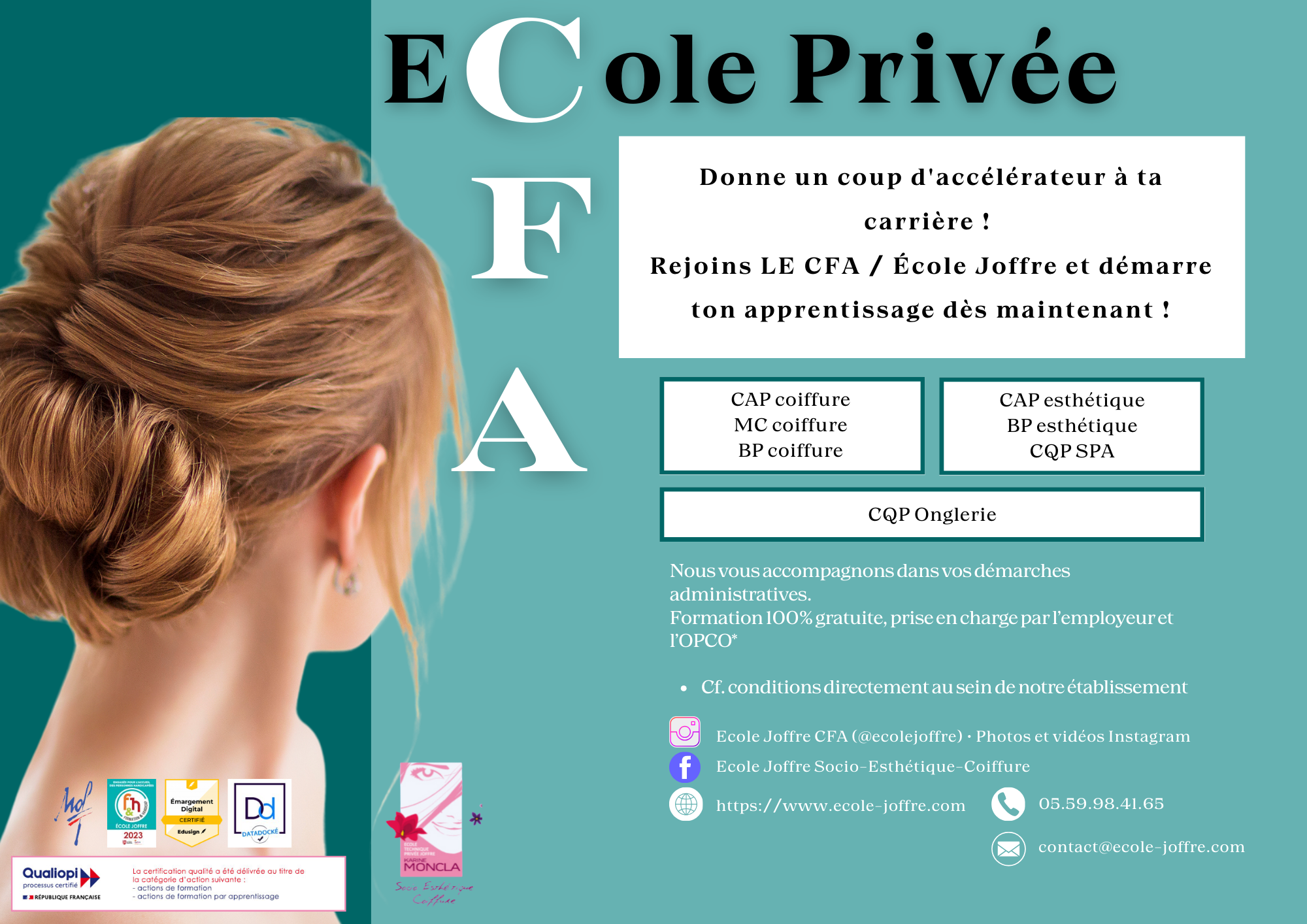 CFA - Ecole Joffre, apprentissage CAP, MC, BP coiffure & CAP, BP Esthétique & SPA